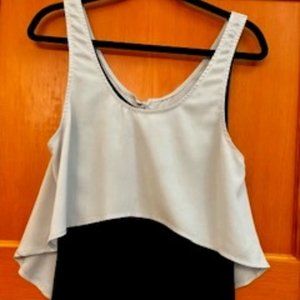 Grey & Black layered silk & rayon tank top - Size - Large